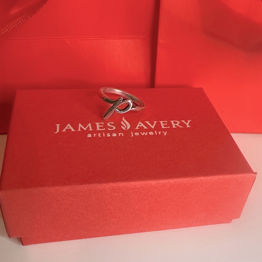 James Avery script letter P sterling silver ring size 5 - Picture 3 of 9